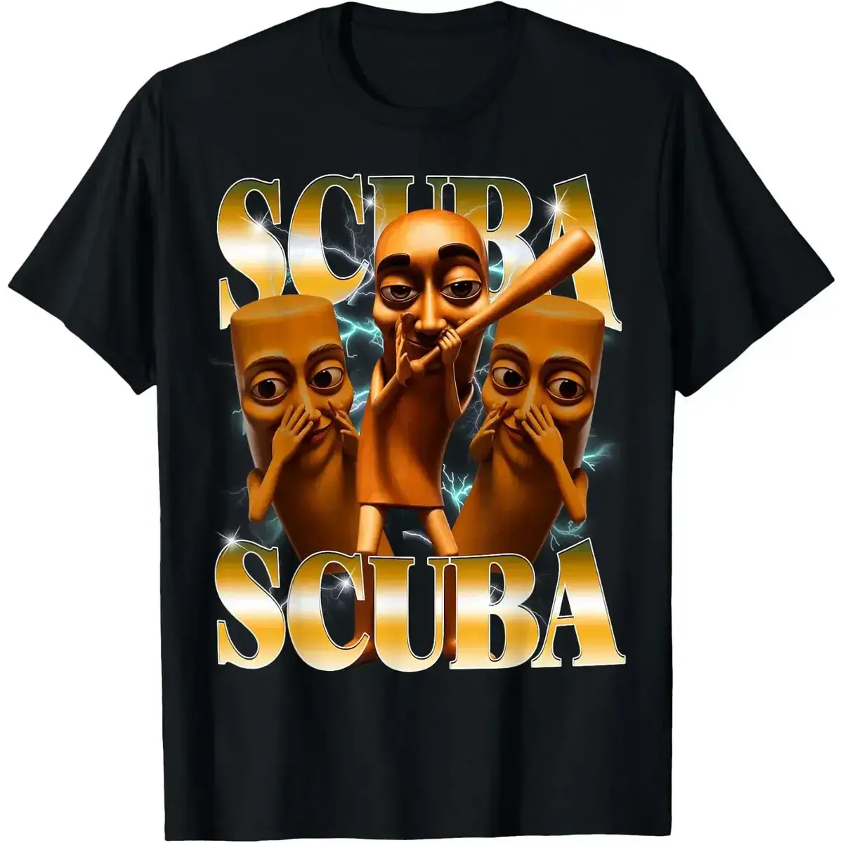 Men's Short-Sleeve Scuba Sports T-Shirt - Tung Tung Sahur, Stupid Dance, Y2K Brainrot Meme Graphic Top