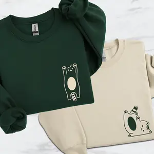 Cute Matching Cat Couple Sweatshirt – Doodle Cat Love Hoodie for Couples, Cozy Unisex Pullover, Cat Lover Outfit, Pet Lover Gift