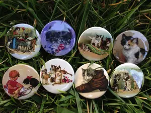 8 Kitten Fridge magnets or Pinback buttons with vintage pictures of kittens, Cats. Each 1.5 inch in size