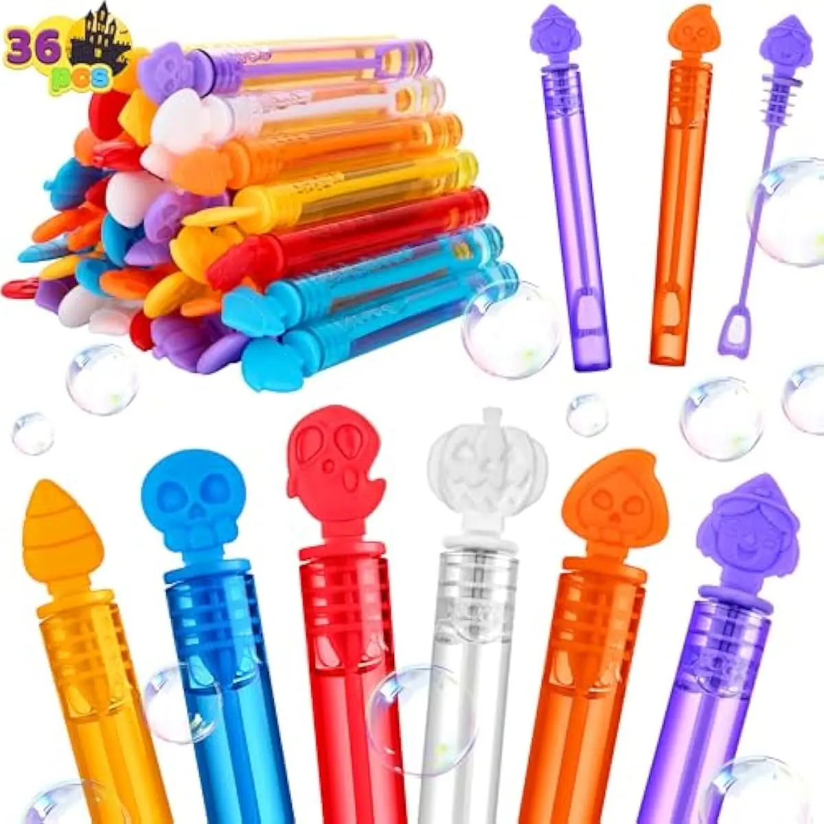 36 PCS Halloween Bubble Wands, Mini Bubbles Party Favors for Kids, Children Bubble Toys Bulk, Halloween Party Favors, Goodie Bags Stuffers, Outdoor Indoor Activity Use, Carnival Prizes