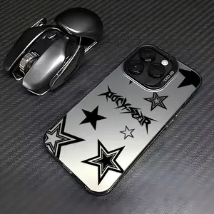 Five-pointed Star Combination Graffiti Mobile Phone Case Suitable for iPhone 16 15 14 13 12 11 Pro Max X XR XSMAX 8 7 Plus Anti-fall Frosted Back Cover Rectangle Tempering Glass Protective