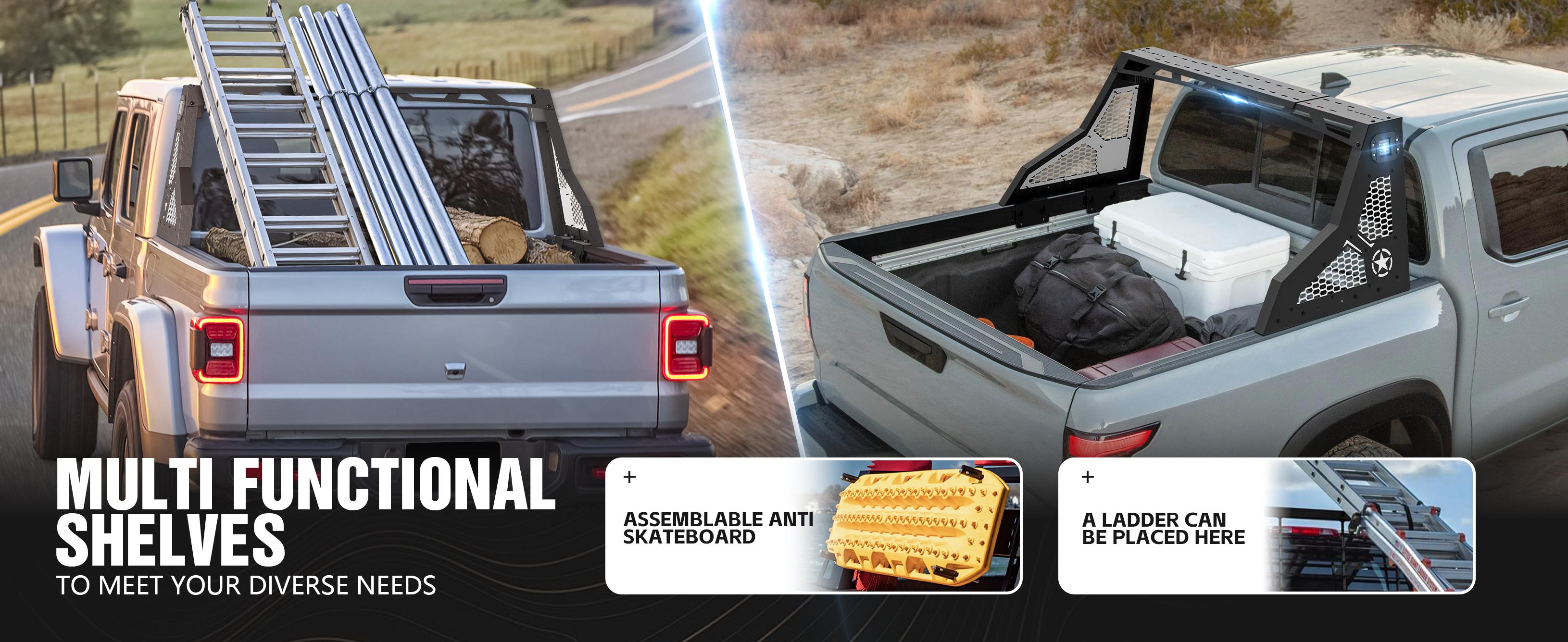 Truck Bed Roll Bar​s Tacoma F150 Tundra Gladiator JT Frontier Titan Silverado 1500 & Sierra 1500