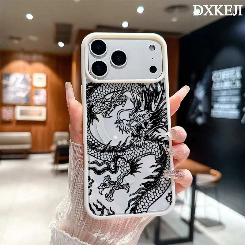 Aesthetic Oriental Dragon Tattoo MagSafe TPU Cover for iPhone 17 Air/16 Pro Max/15 Pro/14/13/12/11 Plus - Customized, Lightweight, Slim, Shock-Resistant, Protective, Wireless Charging Compatible Smartphone Cellphone Devices Accessory