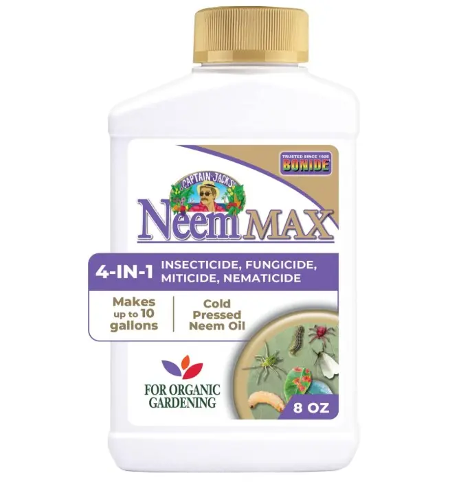 Bonide Captain Jack's Neem Max, 8 oz Concentrated Cold Pressed Neem Oil, Multi-Purpose Insecticide, Fungicide, Miticide and Nematicide for Organic Gardening
