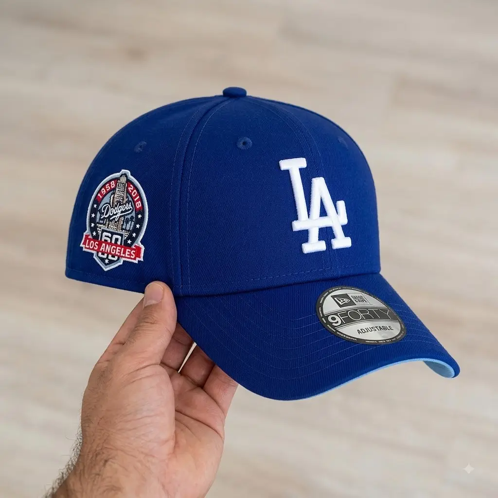 New Era Los Angeles Dodgers 9FORTY Adjustable Hat – MLB LA Dodgers 60th Anniversary Baseball Cap, Embroidered Logo, Curved Brim, Snapback Style, Unisex Sports Streetwear Cap