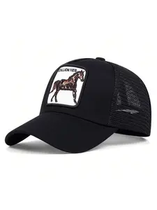 Unisex Adjustable Sun Protection Baseball Cap, Embroidered Stallion Her Design, Outdoor Travel Beach Vacation Hat, Embroidery Adjustable Hat, Embroidered Adjustable Caps