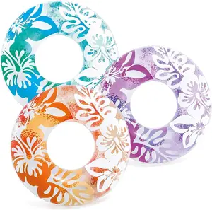 Intex 36 Inch Transparent Inflatable Round Swimming Pool Ring Float (2 Pack)