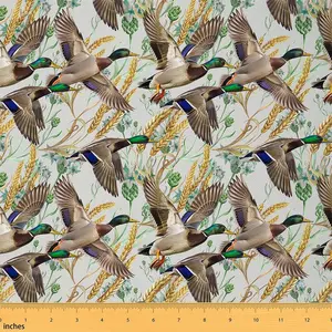 Feelyou Cute Mallard Duck Fabric by the Yd - 2 Yds, Waterproof Durable Fabric, 3D Upholstery for Fall Lodge Cabin Hunting Farmhouse Decor
