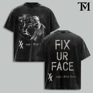 Fix Ur Face Vintage Washed Graphic T-Shirt, MGK Fred Durst Rap Rock Tee, Oversized Streetwear Y2K Punk Grunge Unisex Shirt, MGK Fred Durst Graphic Tee, Fix Ur Face Vintage Black Washed T Shirt,Rap Rock Streetwear Hip Hop Punk Fashion Oversized