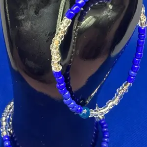 Blue/Clear Bracelet - Beaded Design with Blue and Clear Beads, Ideal for Everyday Wear