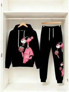 2-piece men's matching outfit set, Casual lounge set, including casual crew neck long sleeve hoodie and sweatpants, suitable for winter and autumn, designed for sports activities, suitable for Thanksgiving, Halloween, Christmas, holiday gifts