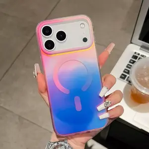 Magnetic Holophic Irisident for for Women Girls Stylish Colorful Phone Case Compatible with Magsafe, Slim Fit Shockproof Protective Cover, Colorful