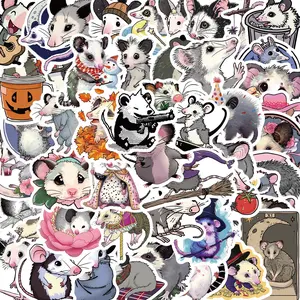 Possum Pattern Sticker, 50pcs/set Cute Cartoon Animal Sticker, Decorative Sticker for Water Bottle, Laptop, Phone Case, Scrapbook, Journal, Screen Protector