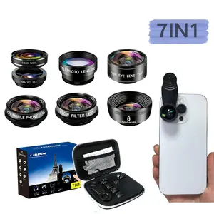 7 in 1 Phone Camera Lens, Macro/Wide/Fisheye/Telephoto/CPL/Flow Filter/Kaleidoscope 6 Lens Kit, Mobile Phone Accessories for iPhone, Samsung and Most Smartphones