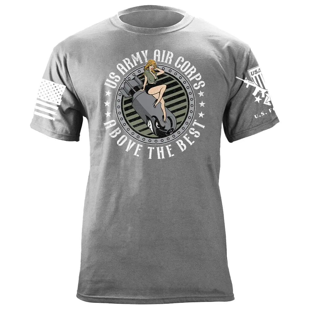 Men's Above the Best Pinup Design Tshirt Top, Casual Shortsleeve Crewneck in a Comfortable Poly-Rayon Blend