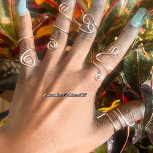 Set of 5 Handmade Copper Rings - Medium Size/Adjustable