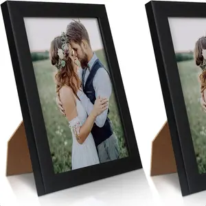 2 Pack 5x7 Picture Frame, Black Picture Frame for Wall and Tabletop Display, Resistant Plastic Photo Picture Frame with Clear Plexiglass for Vertical or Horizontal Display
