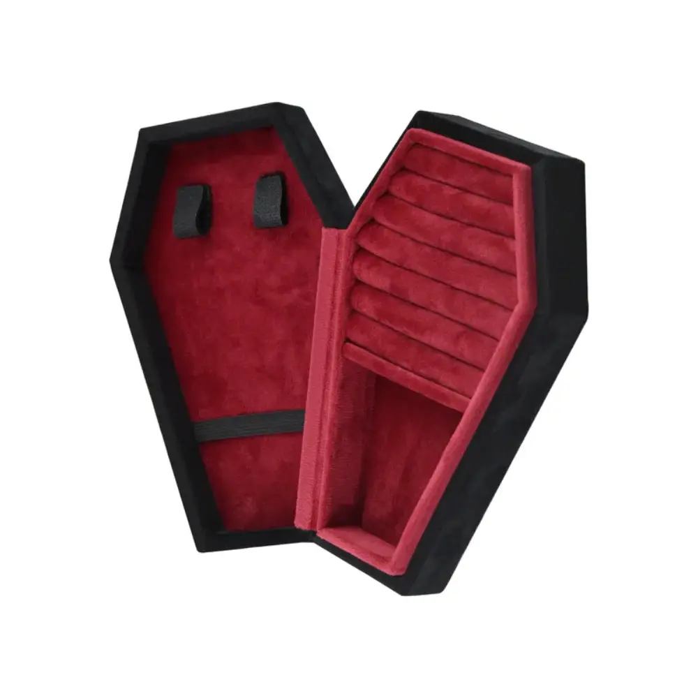 Black Velvet Coffin Shaped Jewelry Box