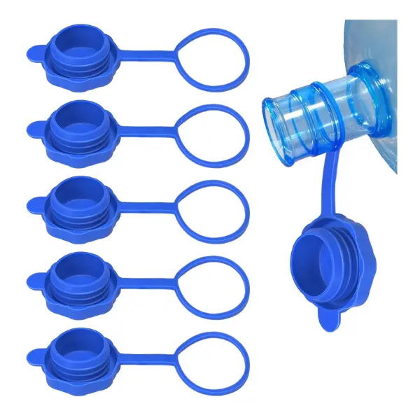 5-Pack Reusable Leakproof Water Jug Caps - foodgrade Silicone Cover, 55mm Interchangeable Lids, Anti-Loss Cup Lid for 3 & 5 Gal Water Storage Drinkware Bottles, Non-Spill Kitchenware Accessory