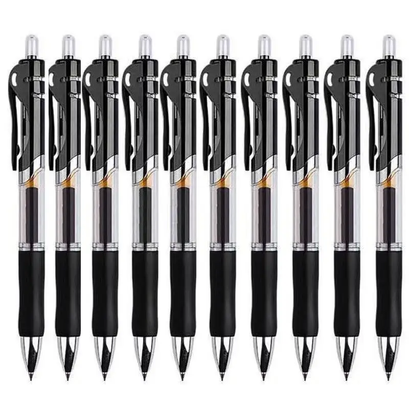 0.5mm Black/Blue/Red Refill Ink Gel Pen, 10pcs/set Retractable Ballpoint Pen, Writing Pen for Office School Student Exam Dormitory