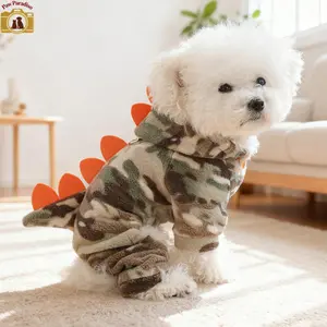 Camouflage Dinosaur Pet Four-Legged Clothes, Fall Winter Small Dog and Cat Warm Camo, Fashionable Eye-Catching Style, Pet Transformation Costume