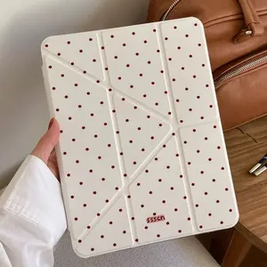 Base Polka Dot Y-Type Multi-Fold Stand iPad Case Tablet Casing, Transparent Shockproof Full Cover, Compatible with Various iPad Models