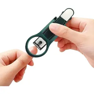 Nail Clipper with Magnifying Glass-3X Magnifier - Stainless Sharp Blades for Hard Nails, Anti-Splash Clipping Case, Christmas Gift for Parents & Low-Vision Users