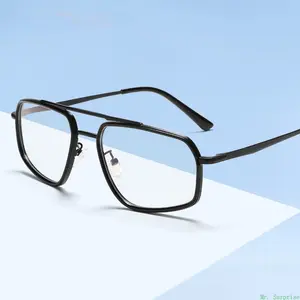 New TR90 Rim with Stainless Steel Double Bridge Frame, Anti-Blue Light Eyeglasses for Women & Men, Support Prescription Myopia Lenses