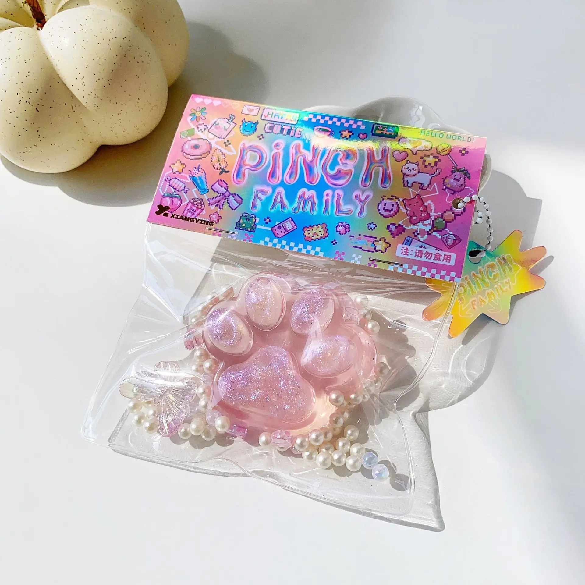 “Crystal Style” Cat Paw Squeeze Toy — Cute, Transparent TPR Stress Relief Toy (Large Size) — Strawberry-Themed Stress Relief Toy “Crystal Style” Cat Paw Squeeze Toy — Cute, Transparent TPR Stress Relief Toy (Large Size) — Strawberry-Themed Stress Relief Toy