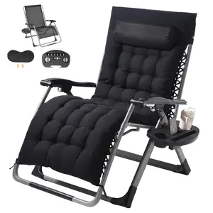 VEVOR Zero Gravity Chair, 33 inch Zero Gravity Recliner Lounge Chair for Indoor and Outdoor, Adjustable Anti Gravity Chair with Cushion, Headrest, Footrest, and Cupholder, 500 lbs, Black