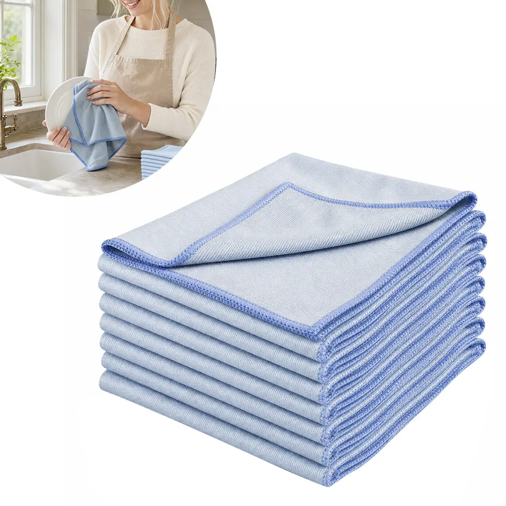 8PCS Microfiber Glass Cleaning Cloths, 16 x 16 Inch Streak Free Lint Free Quickly Clean Windows, Windshields, Mirrors, and Stainless Steel