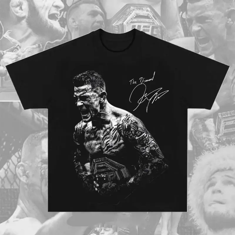 Dustin Poirier T-Shirt The Diamond Dustin Poirier Tee Graphic Tee for Sports Fans Short Sleeve Crew Neck Retro Soft Cotton Shirt Perfect Gift for  Fans American Made Fightwear, Fashion Cotton, Full Colors, Full Sizes, For Men, For Women