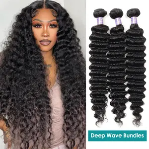 Allove Brazilian Deep Wave Bundles Unprocessed Human Hair Bundles 1 3 4PCS Flip Over Quick Weave Extensions 100g/pc