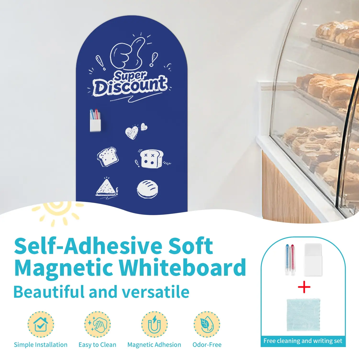Self-Adhesive Whiteboard Stickers, No Glue Needed, Easy Peel-And-Stick Back Protection Film, Ideal for Teaching, Drawing, Office Presentations