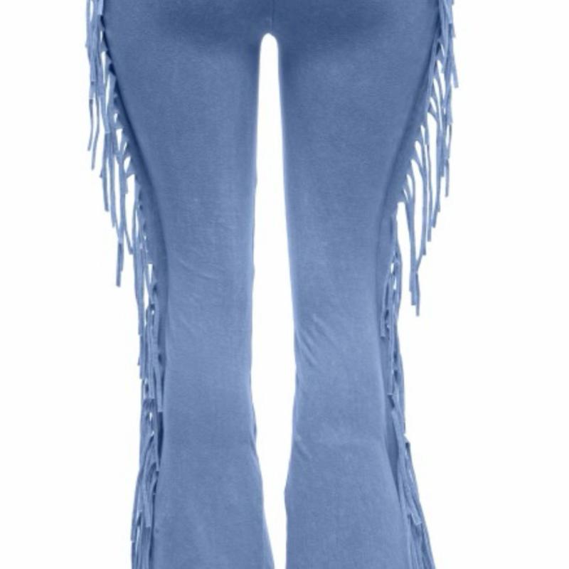 Fringe Pants - Blue Fringed Trousers as shown in the Product Information