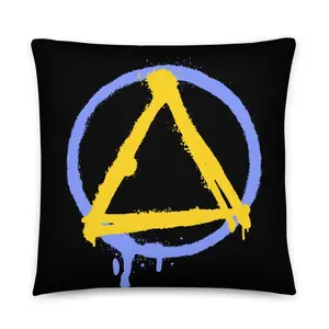 Graffiti Sobriety Symbol "Nope" Pillow - Black Background with Blue Graffiti Design
