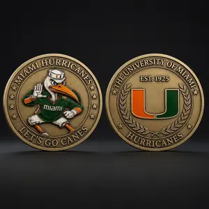 Miami Hurricanes challenge coin The University of Miami Lets Go Canes Est 1925 Hurricanes college football fan collectible coin gear