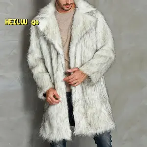 Men Winter Coat, Long Sleeve Lapel Collar Open Front Faux Fur Coat Jacket Outwear, Sport And Outdoor Thermal Jacket  Outerwear