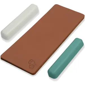 Leather Strop Kit for  Sharpening -  Strop Block 8" x 3" - Stropping Leather Kit LS2P11 with Green-Gray & White Polishing Compound -  Sharpener and Buffing Compounds