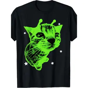 Y2K Alien Cat Meme Retro Silly Cat Vintage Space Kitty Funny T-Shirt fathers day gift ideas tiktok shop.........