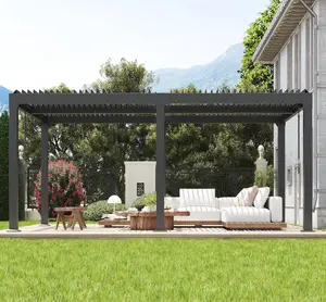 GAOMON Louvered Pergola - 10'x20' Outdoor Pergolas with Adjustable Louvered Roof, Reinforced Aluminum Frame, Integrated Drainage System, Outdoor Gazebo for Deck, Patio, Backyard and Garden