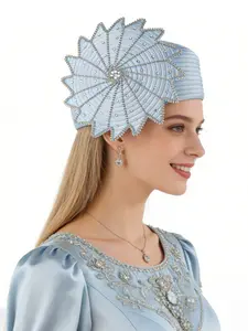 Wedding Bridal Church Party Derby Hats for Women Beaded Bow Formal Bowler Hat Brimless Fascinator Flat Top Fedora Hats