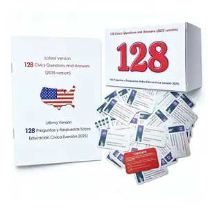 2026-128 Questions US Civic Test Flash Card USCIS Citizenship Flash Card (Questions & Answers) Bilingual Spanish English Naturalization Study Guide CivicsTest Flash Cards Booklet Combo Set college school supplies educational Pass Faster learning tools