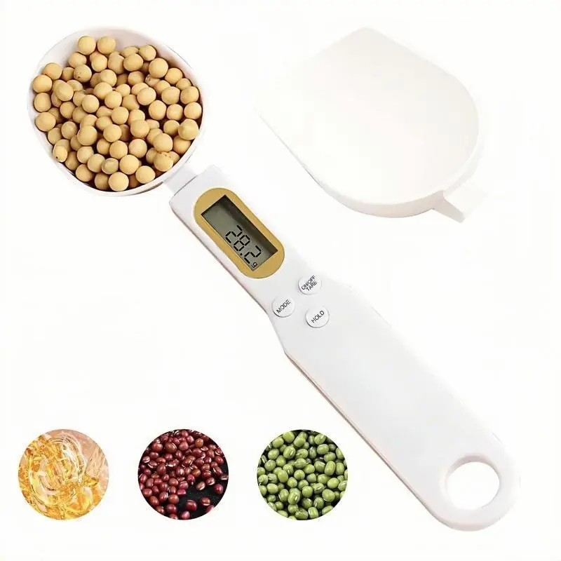 Spoon-Shape Digital Kitchen Scale Measuring Scoop - 0.1g Increments, 500g Capacity, Compact, Portable, Easy to Clean, Power Button, Auto Shutdown, Ideal for Cooking & Baking (Home, Festive Party Gifts)