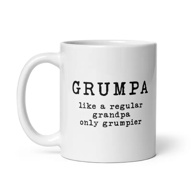 Grumpa Like Regular Grandpa Only Grumpier Mug Funny Grouchy Granddad Joke Cup - 11oz Funny Coffee Mugs Ceramic Printed Drinkware Cup
