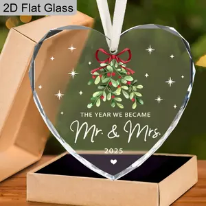 Mr & Mrs Wedding Gifts Wedding Favors 2025 Happy Newlywed Heart Crystal Glass Keepsake, Valentine's Day Gifts, Wedding Anniversary Gifts, Christmas Gifts, Mr & Mrs Decorations, 2025 Decorations