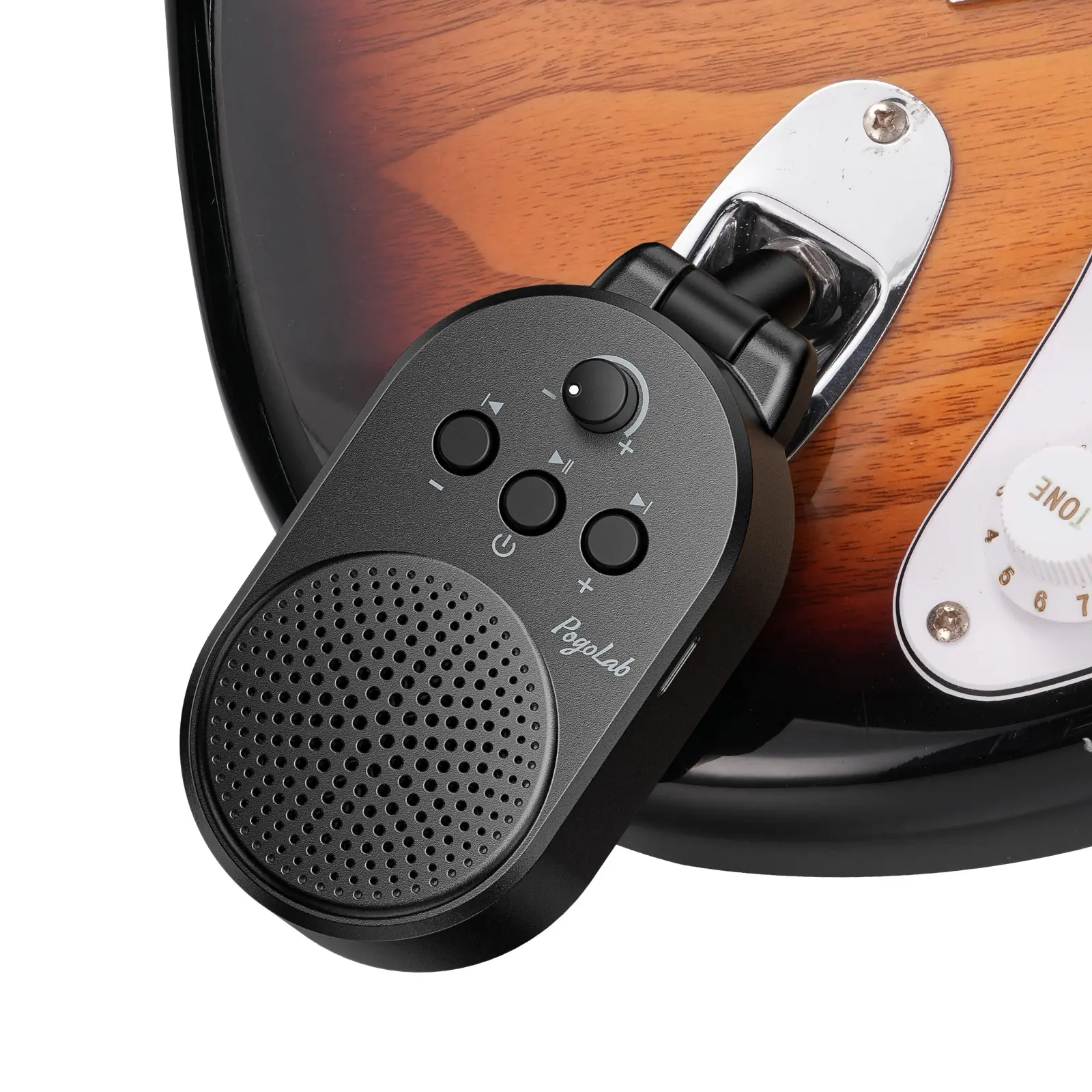 POGOLAB 5W Compact Portable Guitar Amp - Rechargeable Bluetooth ABS Plastic Practice Amplifier with Music Control, Volume Control Pocket Combo for Electric Guitar, Bass