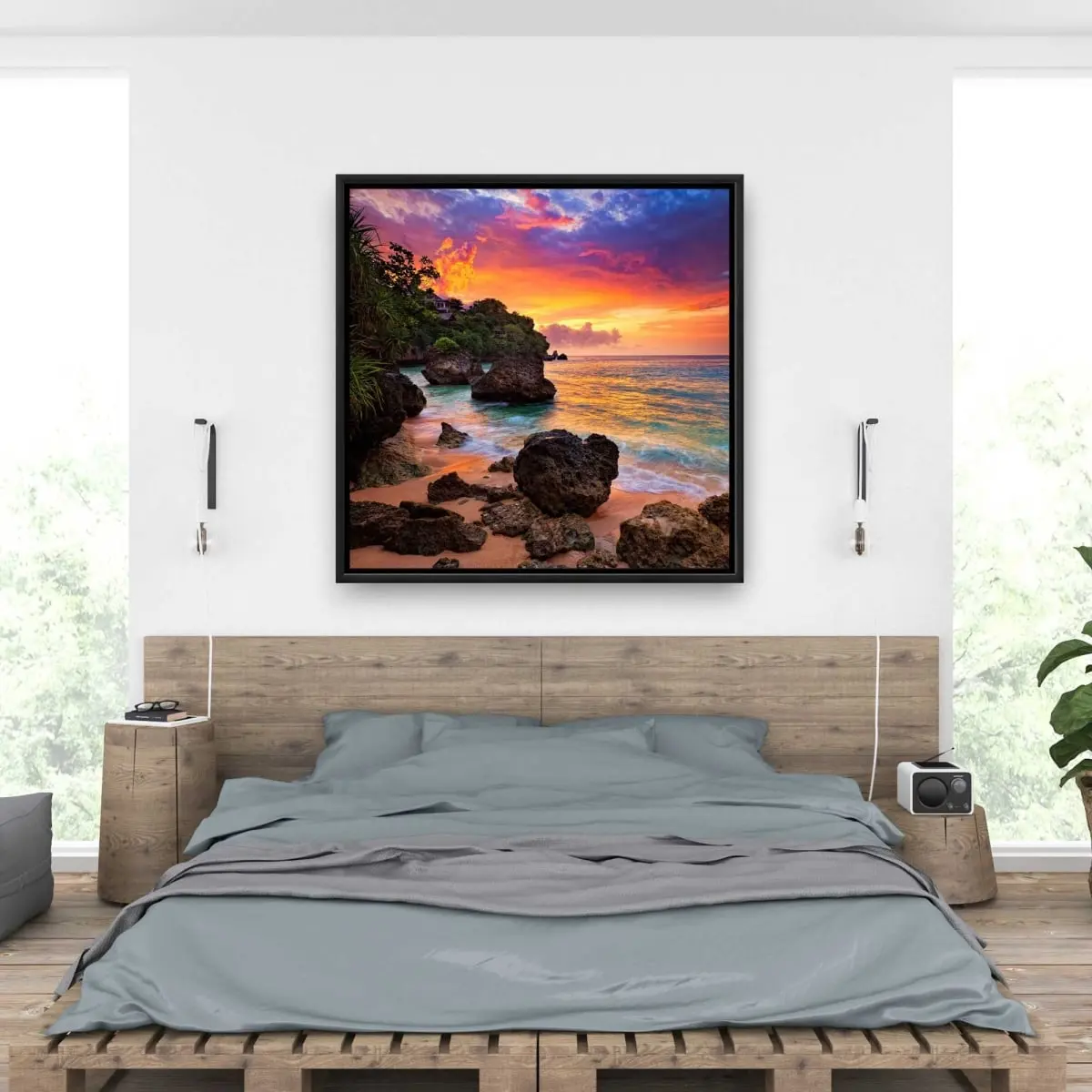 Begin Home Decor C1FC3636CBU7DX 36 x 36 in. Rainbow Island Beige Framed Canvas - Home Decor Art