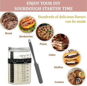 Sourdough Starter Glass Jar, 32 OZ Large Wide Mouth Jar for Sour Dough Starter, Easy to Use Sourdough Bread Baking Supplies Kit for Beginners and Pro, 1 Pack