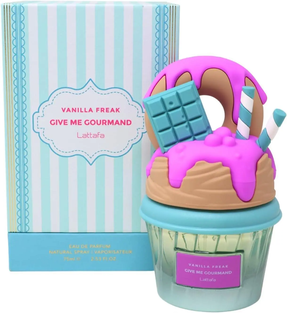 Lattafa Give Me Gourmand Vanilla Freak Eau De Parfum for Women — Cupcake, Sugar, Frosting, 2.5 oz (75 ml) | almond, cupcake perfume, cinnamon, sugar perfume, butter, cupcake sugar, sugar frosting, frosting almond, frosting perfume, cupcake fragrance